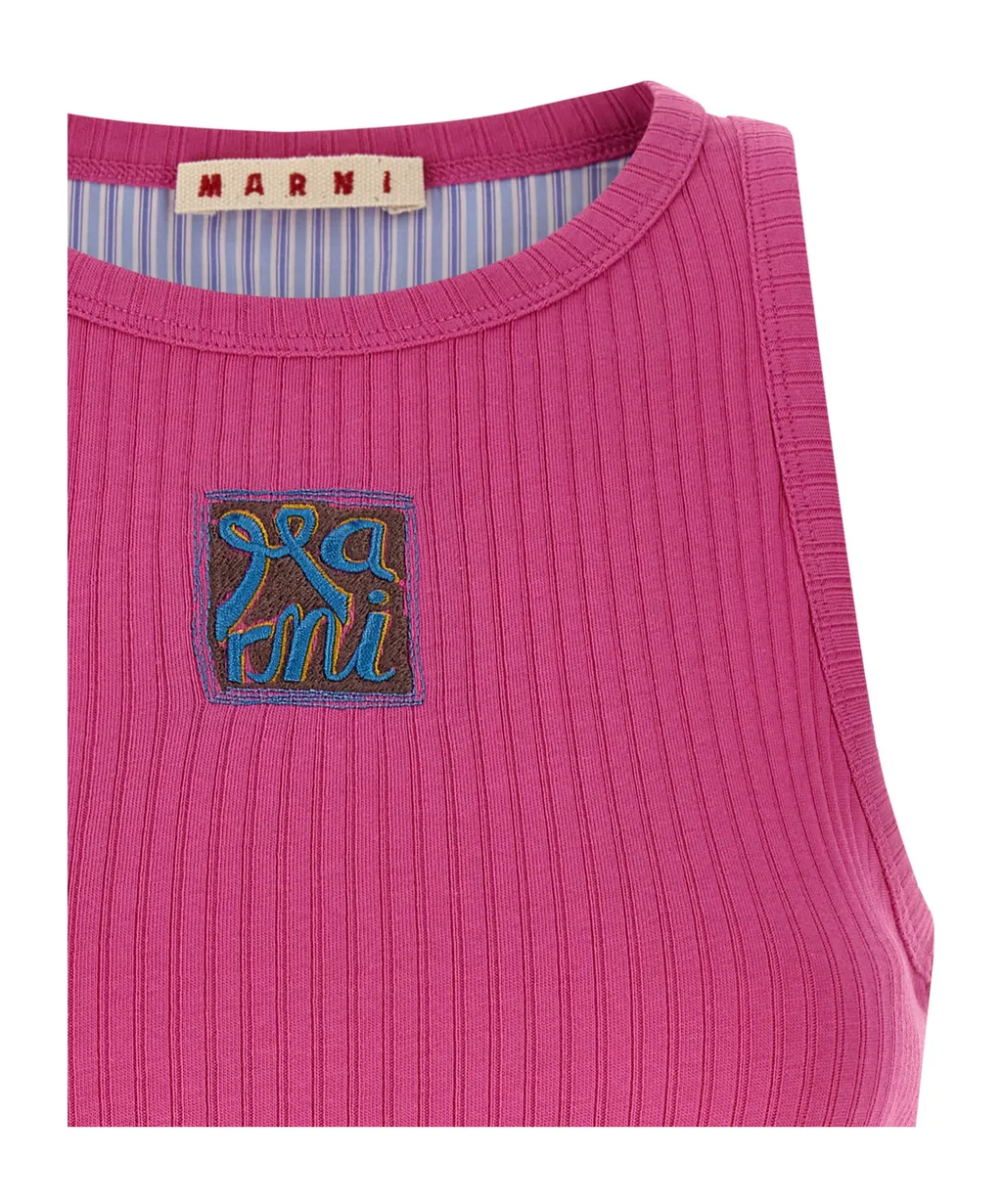 Marni Logo Patch Knitted Tank Top