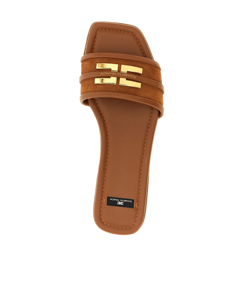 Elisabetta Franchi Logo Plaque Slip-On Slides