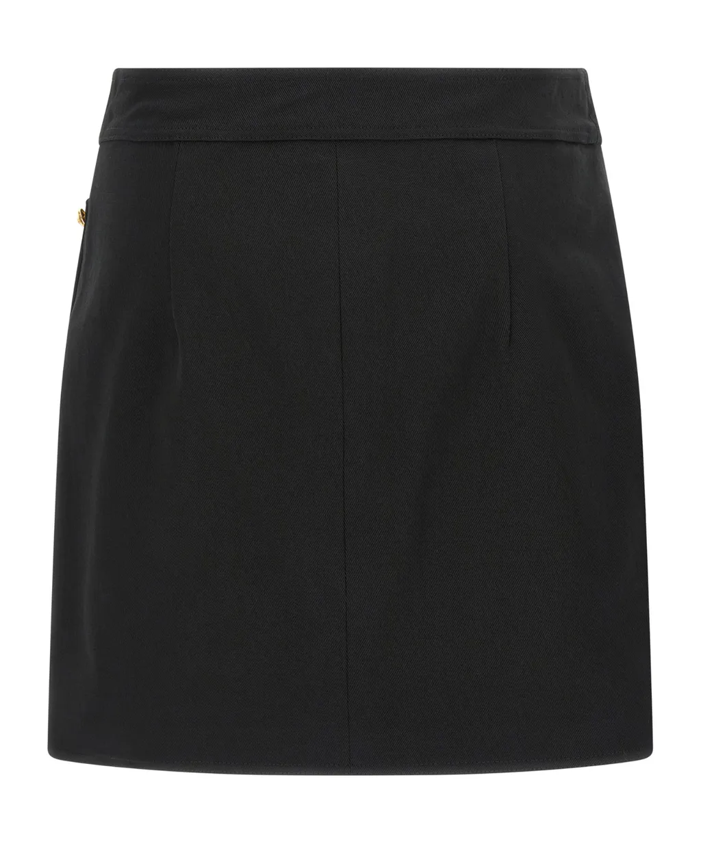 Elisabetta Franchi Button Embellished Gabardine Mini Skirt
