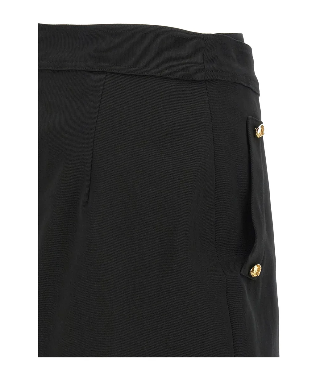 Elisabetta Franchi Button Embellished Gabardine Mini Skirt