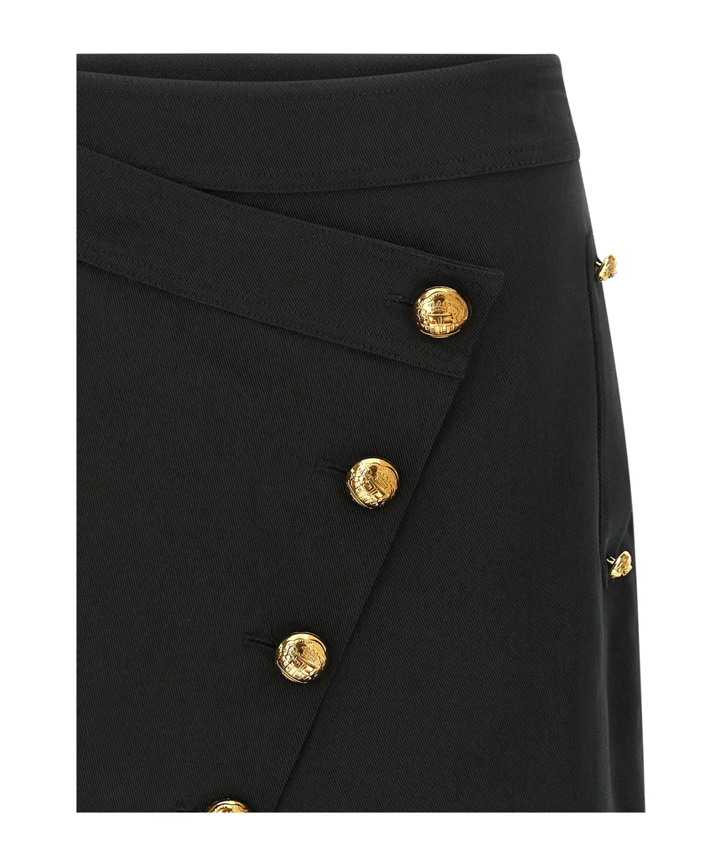Elisabetta Franchi Button Embellished Gabardine Mini Skirt
