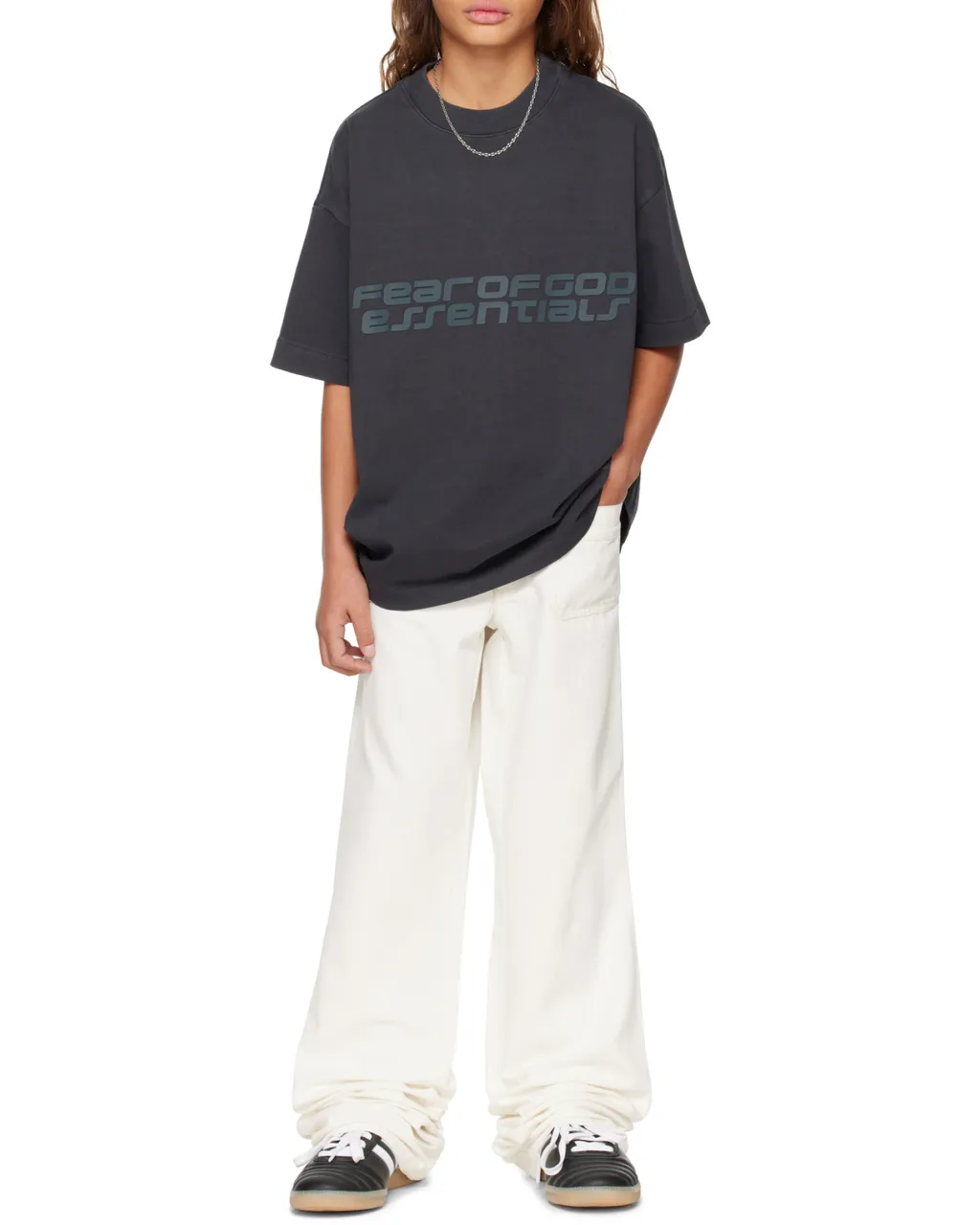 Fear Of God Essentials Kids Logo Print Crewneck T-Shirt