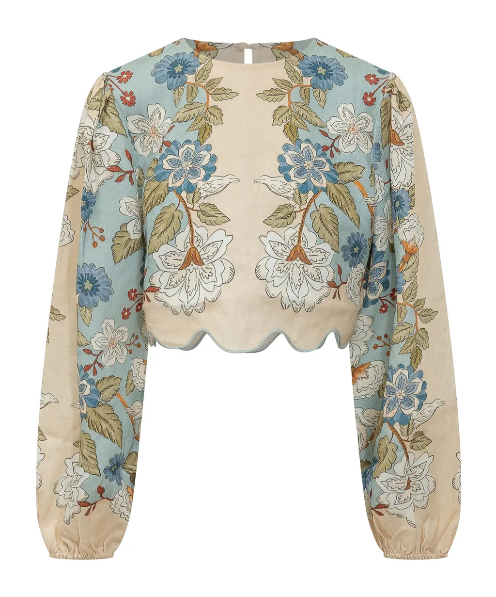 Printed Long-Sleeved Blouse