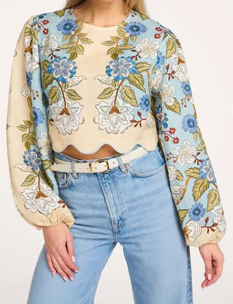 Printed Long-Sleeved Blouse