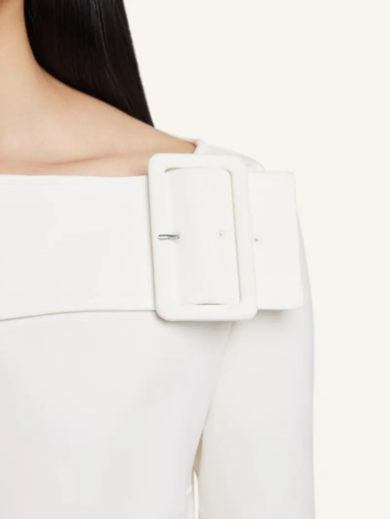 CourrÈGes Buckle-Detailed Long-Sleeved Dress