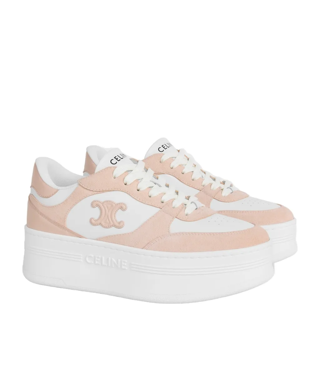 Block Wedge Sneaker With Triomphe Patch In Calfskin And Suede Calfskin