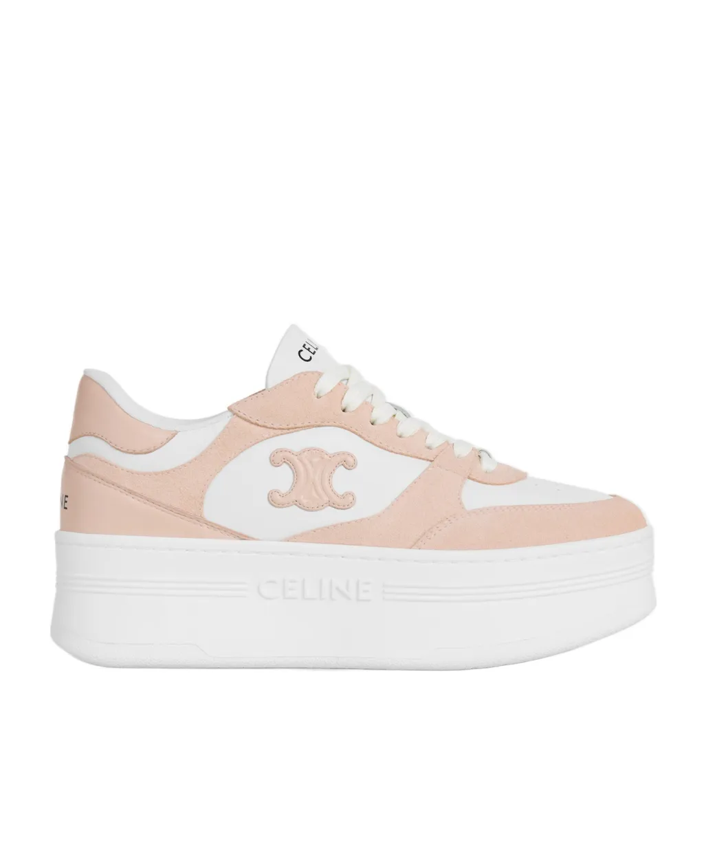 Block Wedge Sneaker With Triomphe Patch In Calfskin And Suede Calfskin