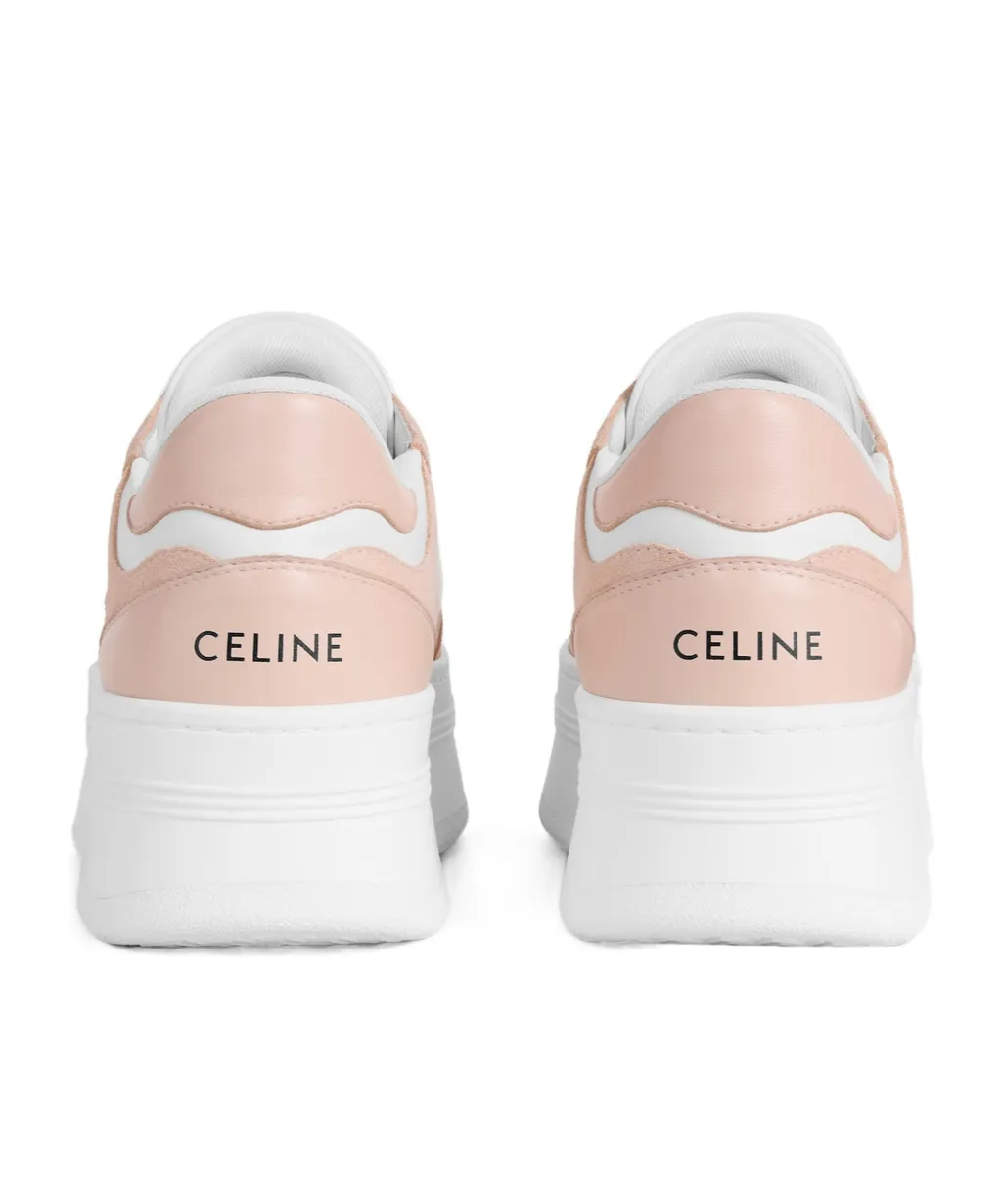 Block Wedge Sneaker With Triomphe Patch In Calfskin And Suede Calfskin
