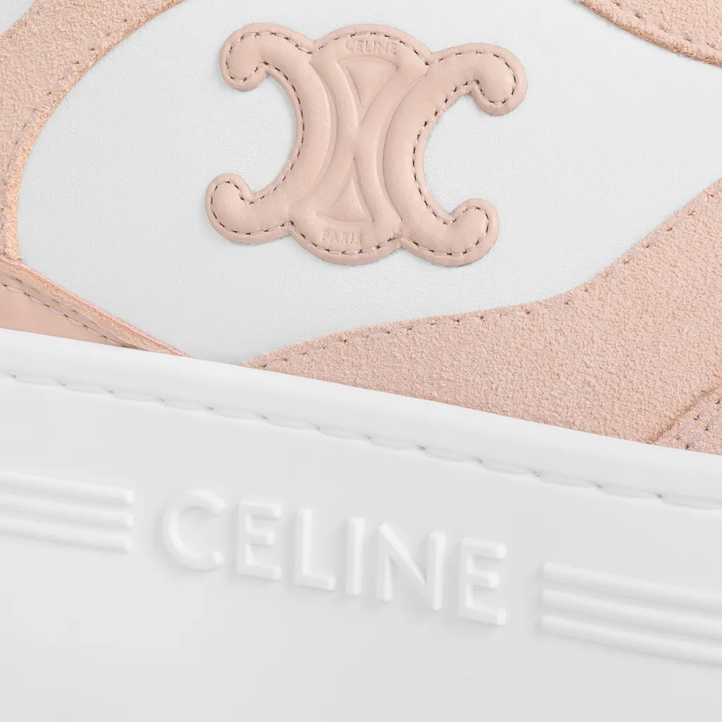 Block Wedge Sneaker With Triomphe Patch In Calfskin And Suede Calfskin