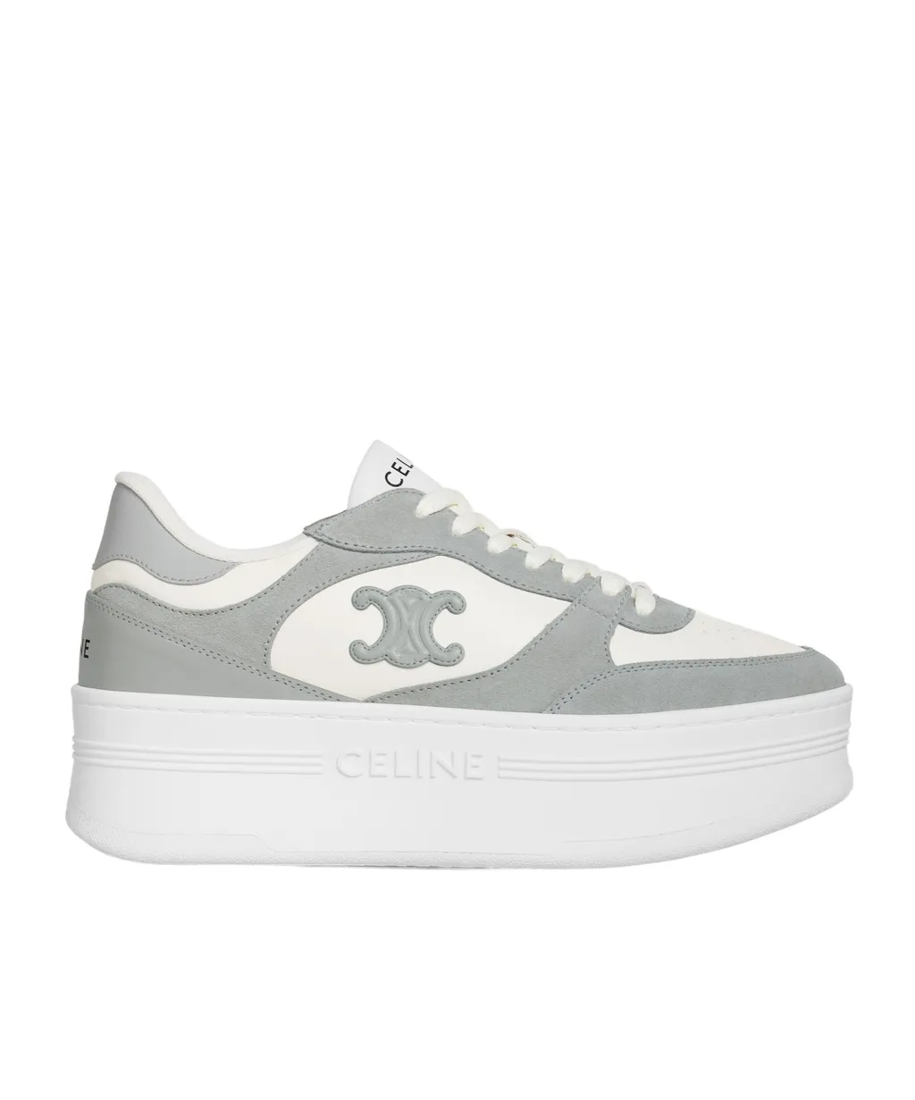 Block Wedge Sneaker With Triomphe Patch In Calfskin And Suede Calfskin
