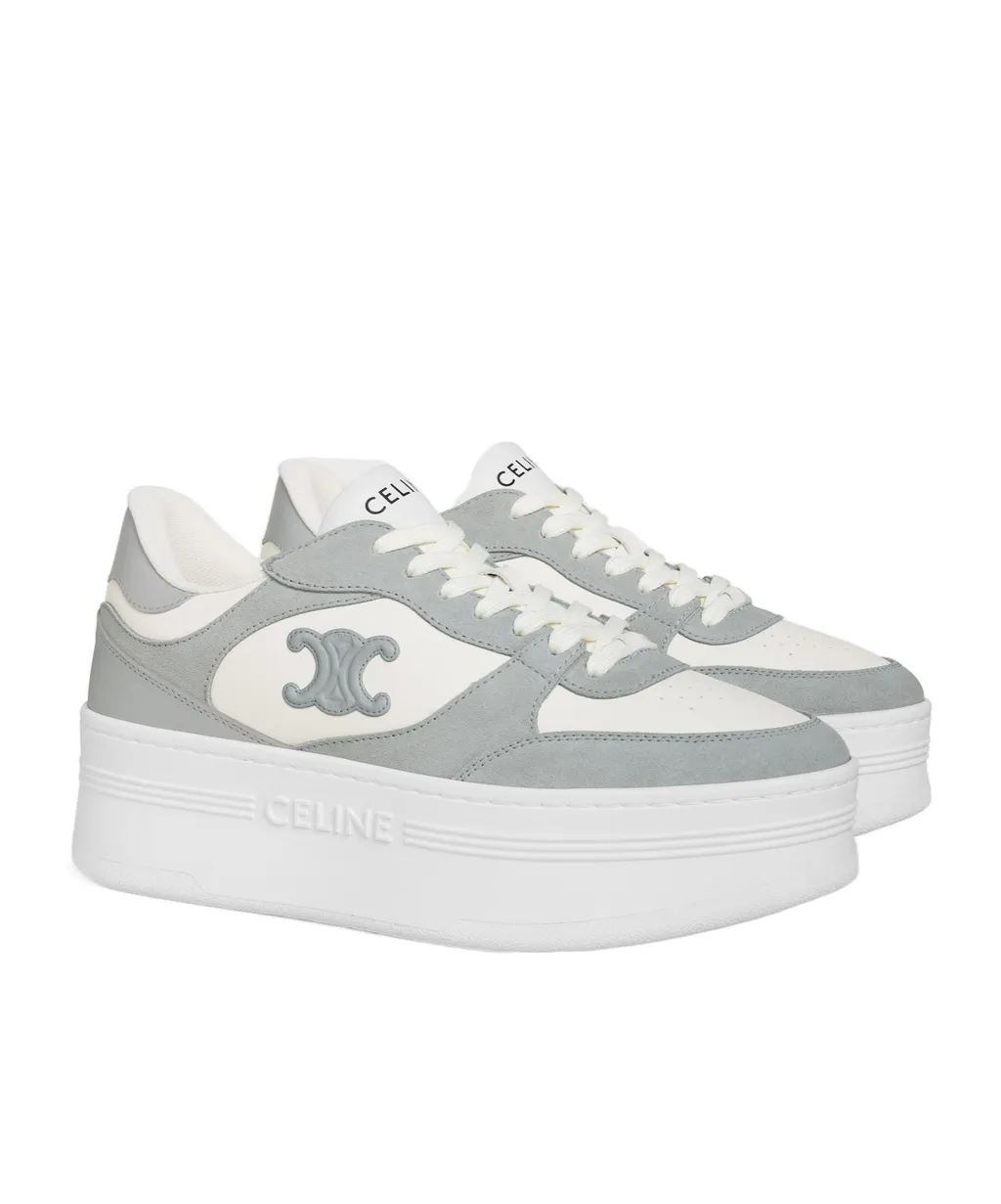 Block Wedge Sneaker With Triomphe Patch In Calfskin And Suede Calfskin