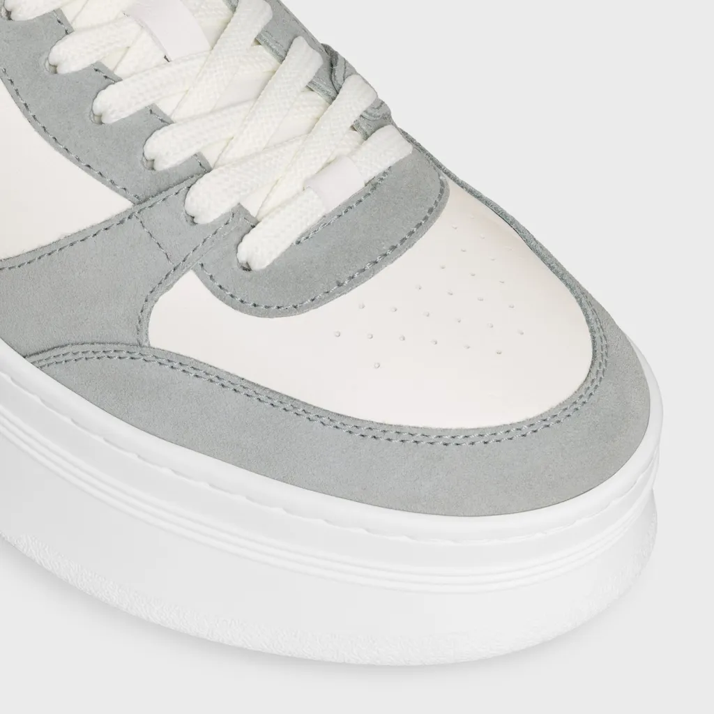 Block Wedge Sneaker With Triomphe Patch In Calfskin And Suede Calfskin
