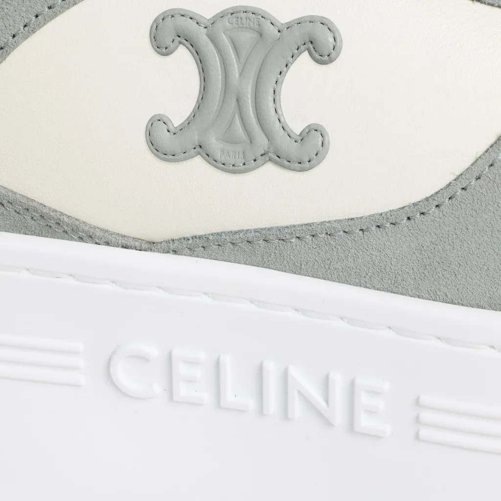 Block Wedge Sneaker With Triomphe Patch In Calfskin And Suede Calfskin