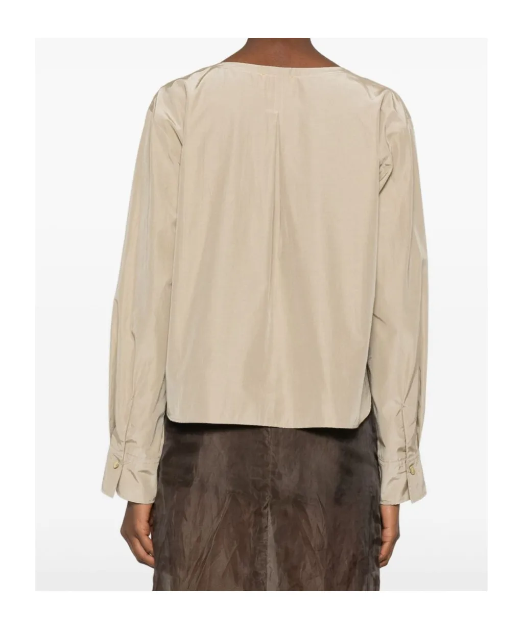 Flap-Pocket Long-Sleeved Blouse