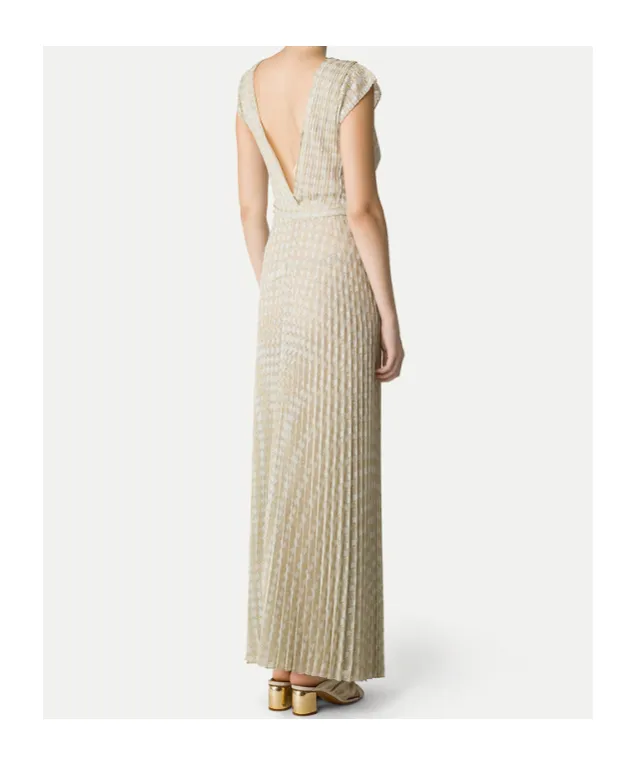 V-Neck Pleated Midi Dress