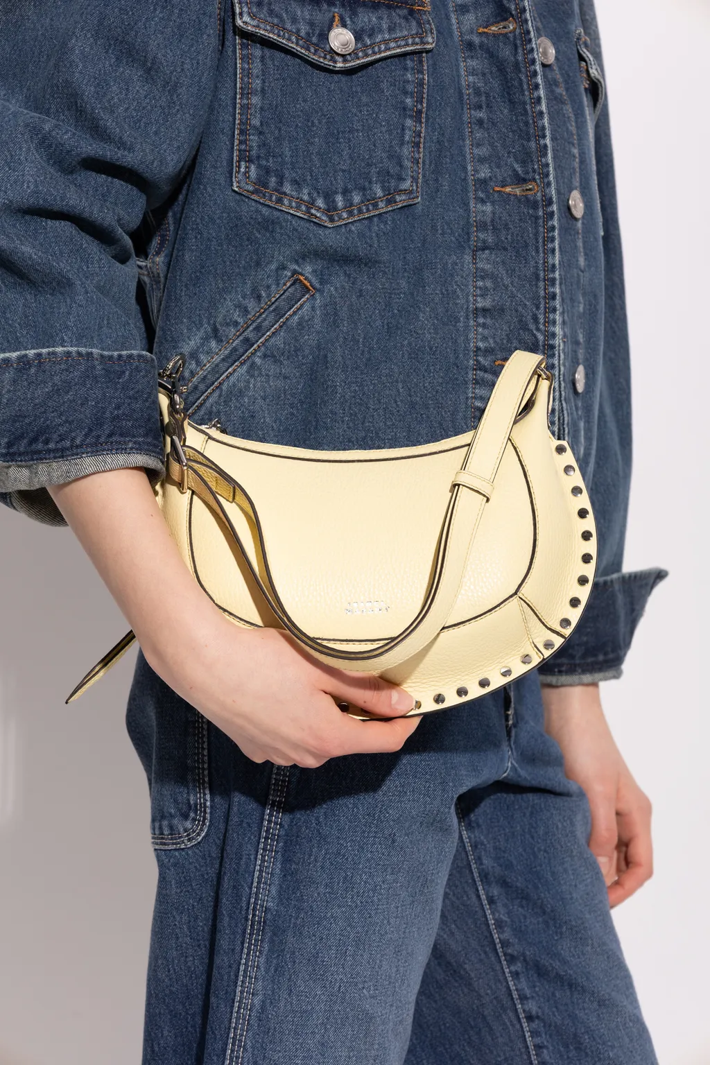 Isabel Marant Oskan Moon Studded Shoulder Bag
