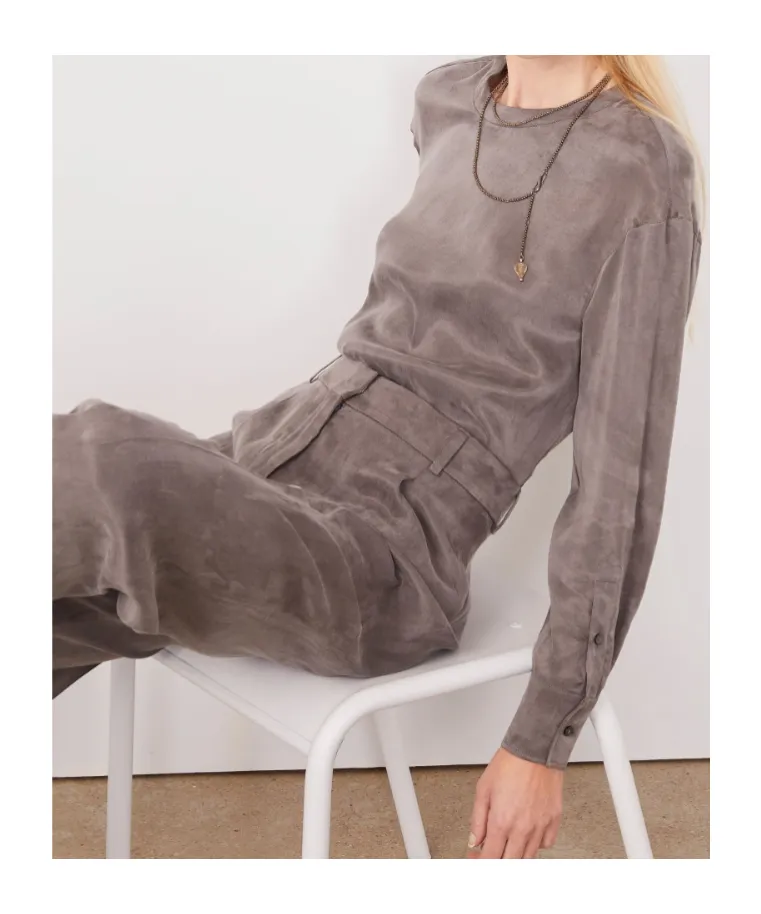 Rimy Buttoned Long-Sleeve Top