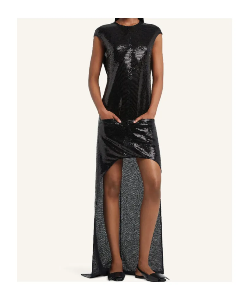 Sequin-Embellished Asymmetric Dress