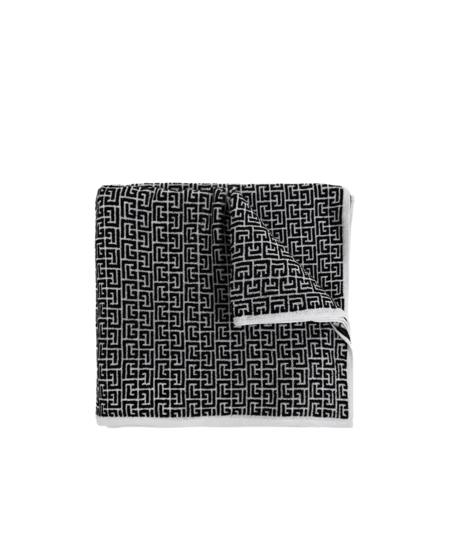 Balmain Kids Monogram-Pattern Bath Towel