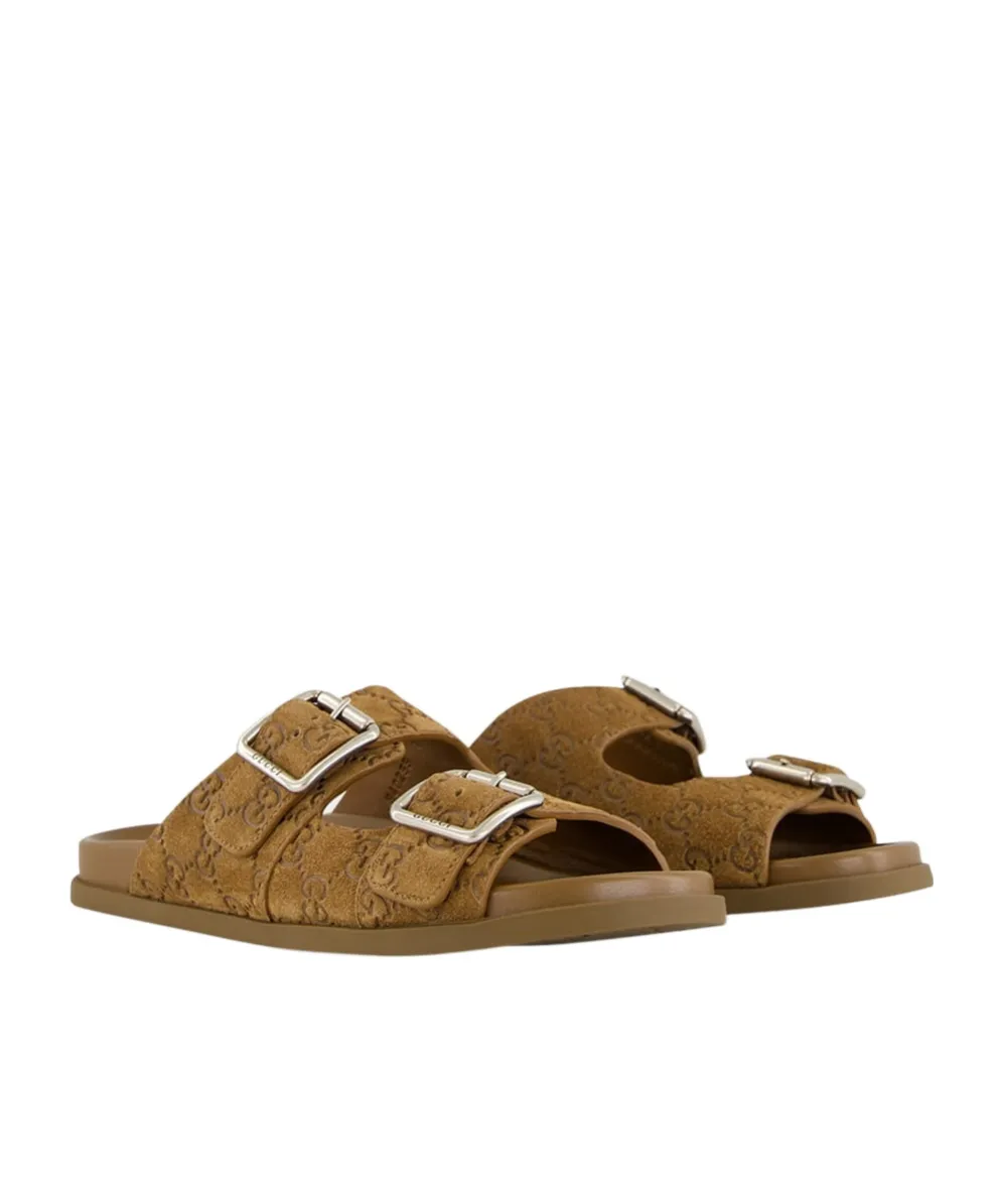 Gg Monogram Double Buckle Sandals