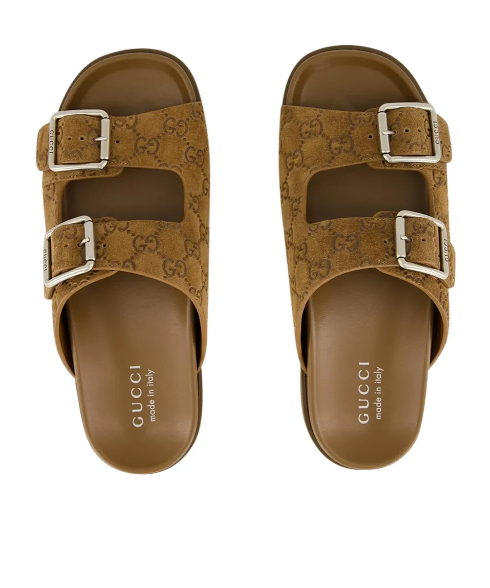 Gg Monogram Double Buckle Sandals