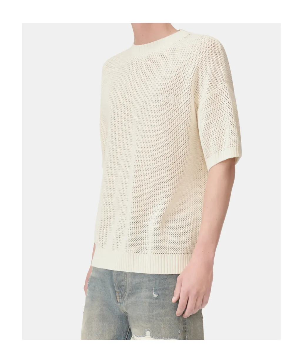 Open-Knit Short-Sleeve T-Shirt