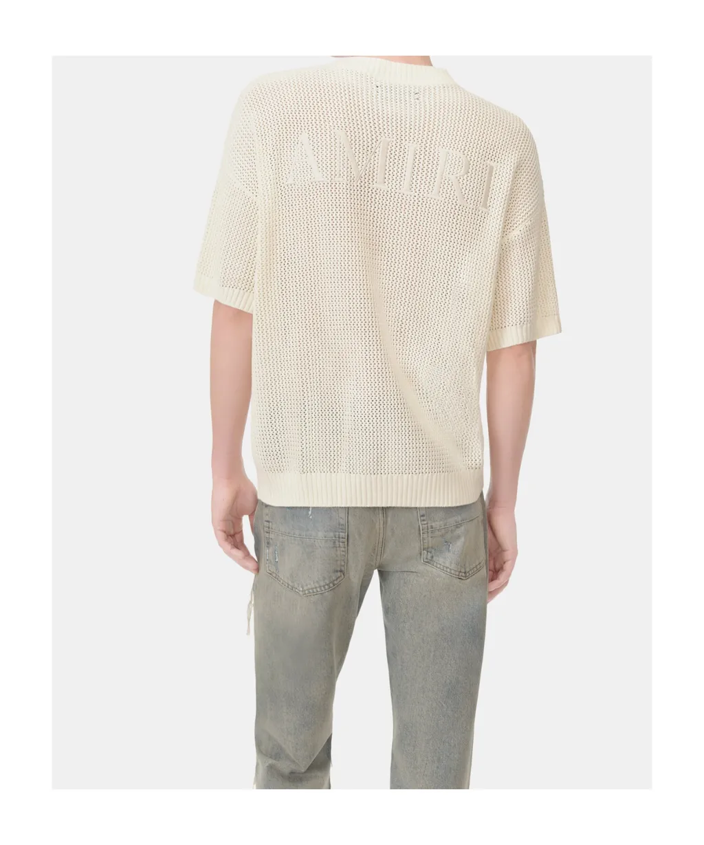 Open-Knit Short-Sleeve T-Shirt