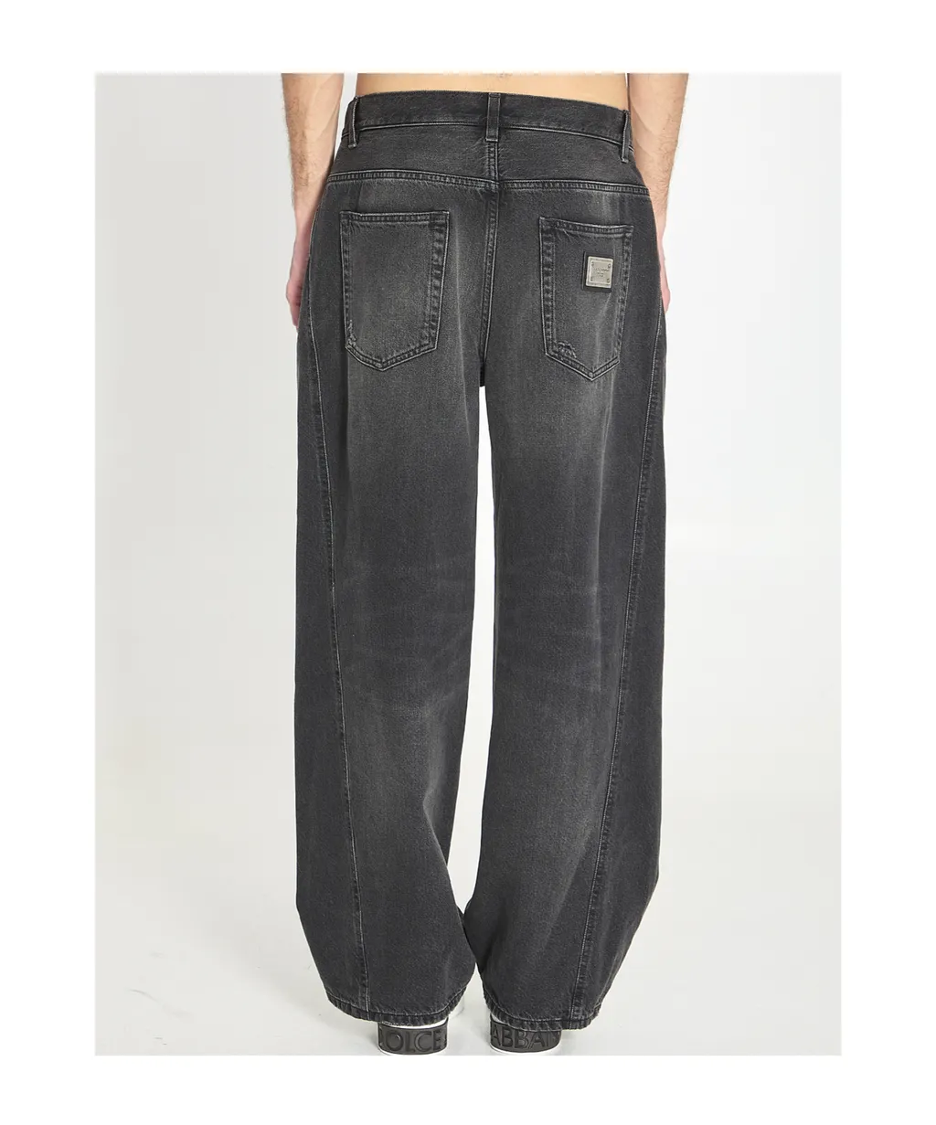 Dolce & Gabbana Logo Plaque Wide Leg Jeans