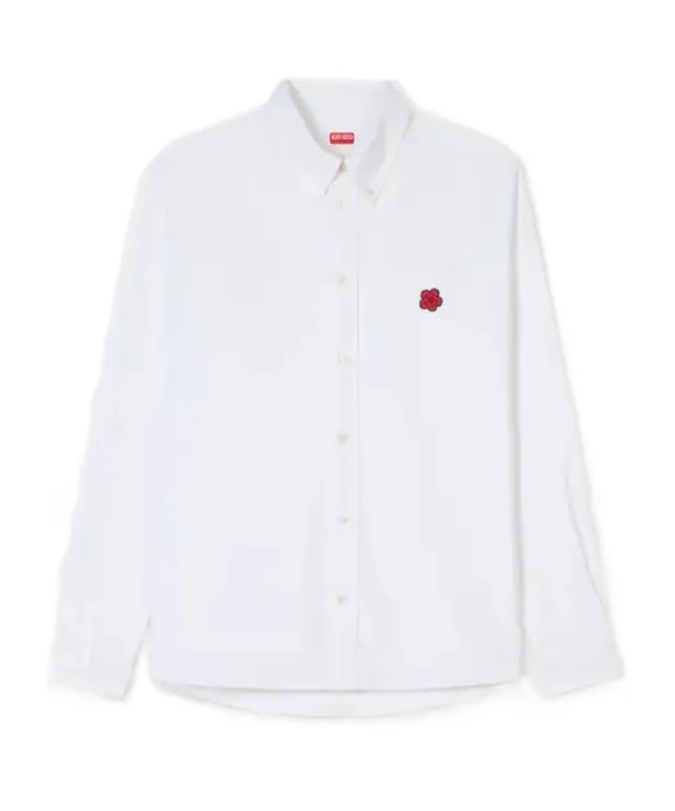 Embroidered Casual Shirt In Cotton Oxford Boke Flower