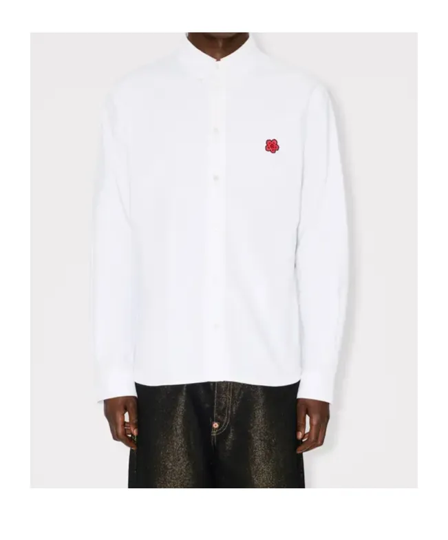 Embroidered Casual Shirt In Cotton Oxford Boke Flower
