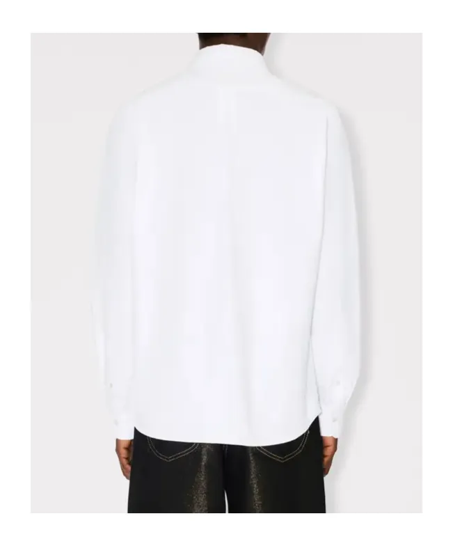 Embroidered Casual Shirt In Cotton Oxford Boke Flower