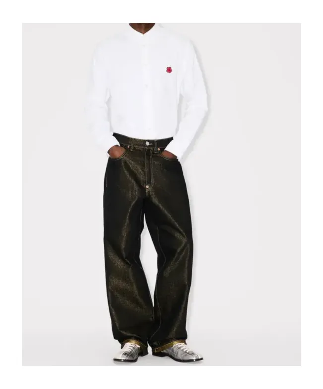 Embroidered Casual Shirt In Cotton Oxford Boke Flower