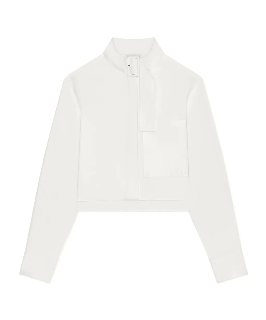 CourrÈGes Cropped Buckle Poplin Shirt