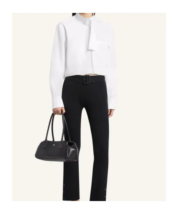 CourrÈGes Cropped Buckle Poplin Shirt