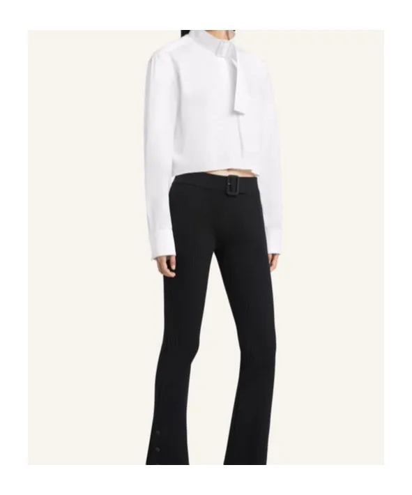 CourrÈGes Cropped Buckle Poplin Shirt