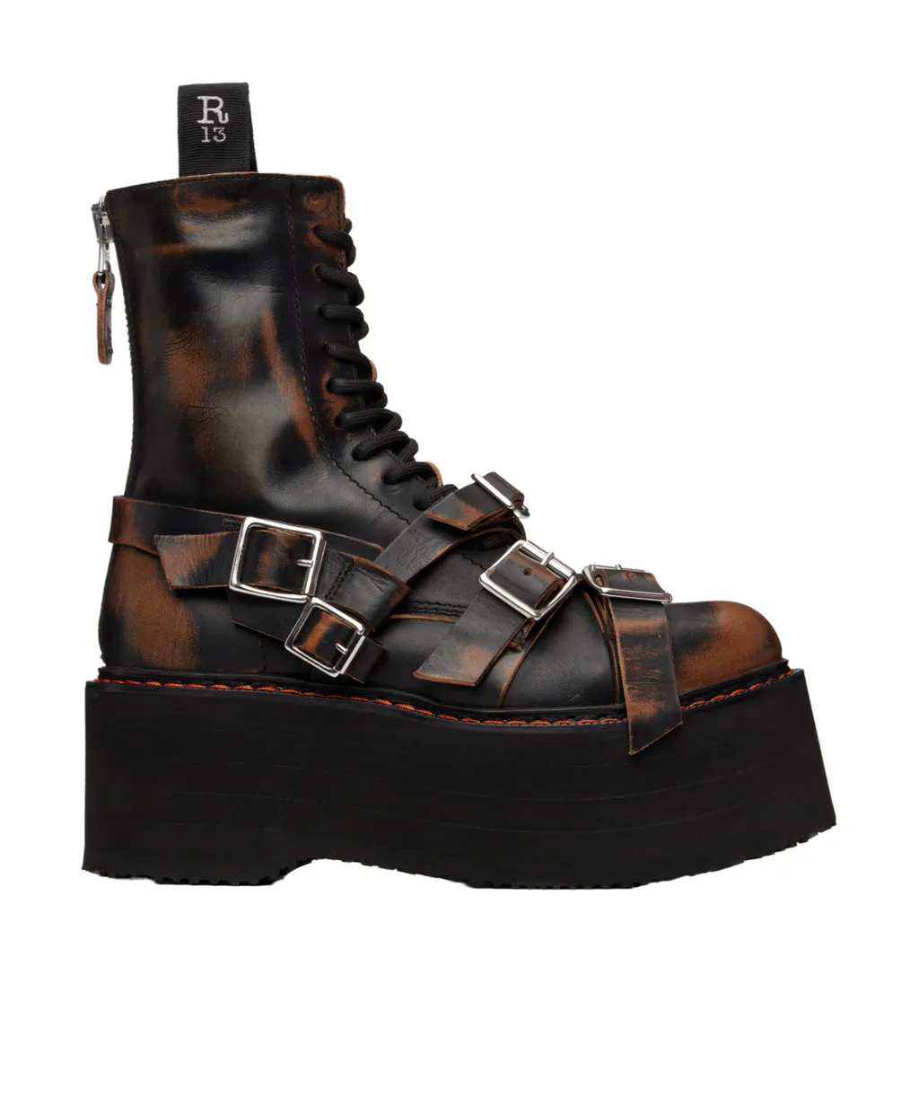 Lace-Up Double-Layer Ankle Boots