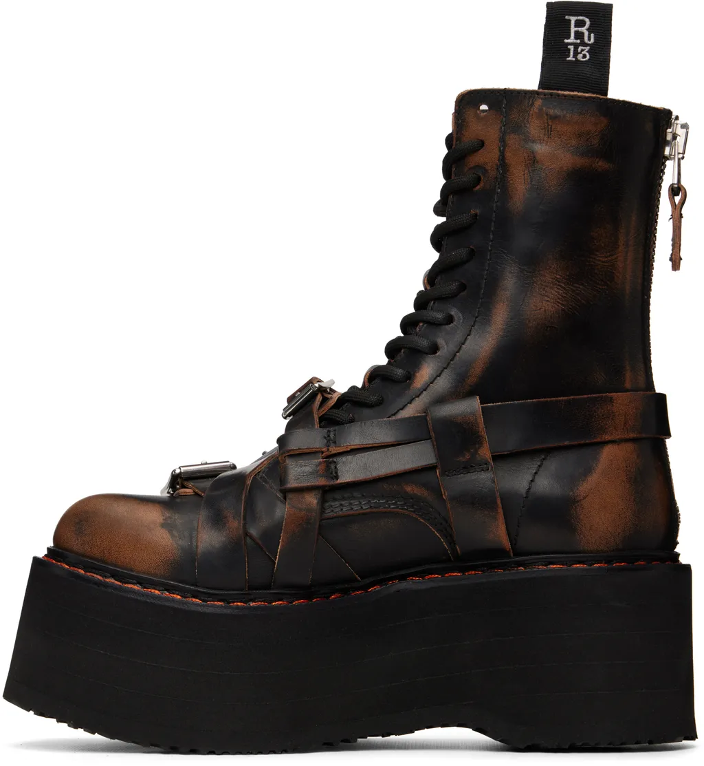 Lace-Up Double-Layer Ankle Boots