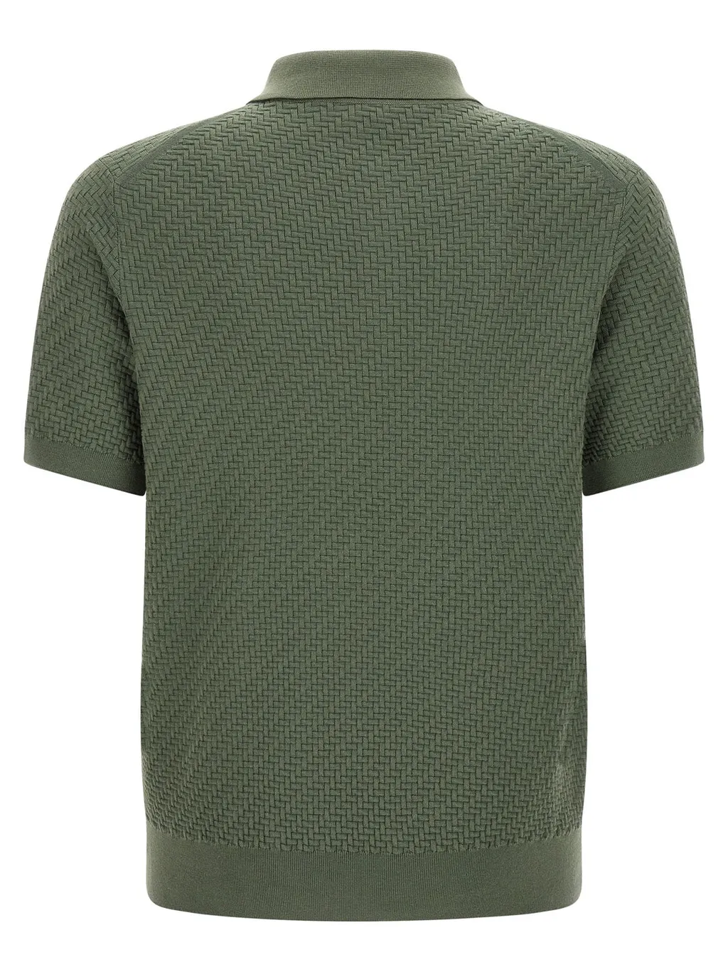 Brioni Woven Pattern Knitted Polo Shirt