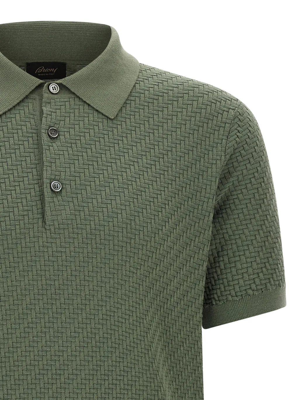 Brioni Woven Pattern Knitted Polo Shirt