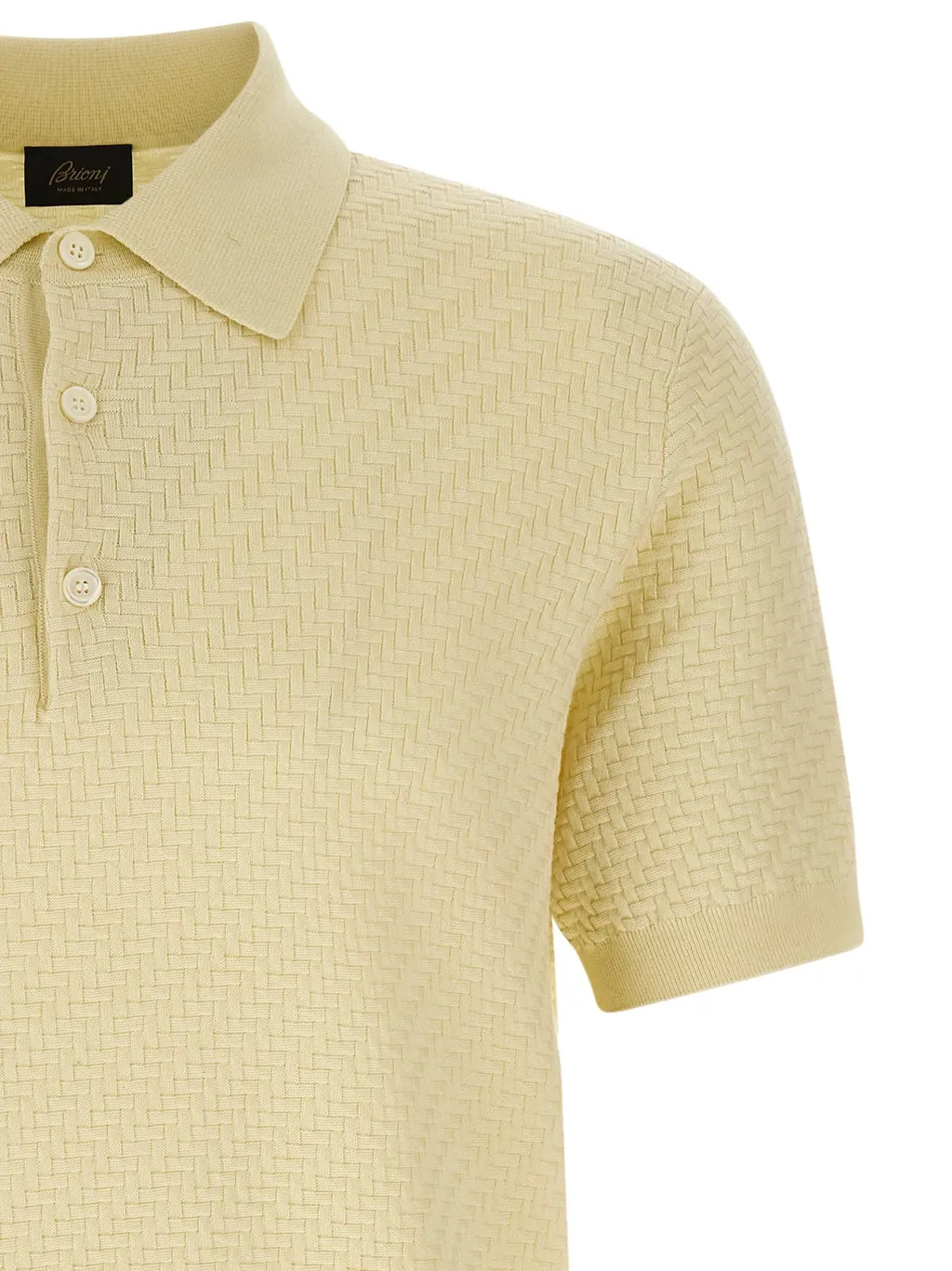 Brioni Woven Pattern Knitted Polo Shirt