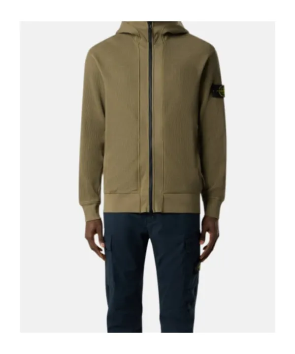 Stone Island Logo Patch Zip-Up Hoodie