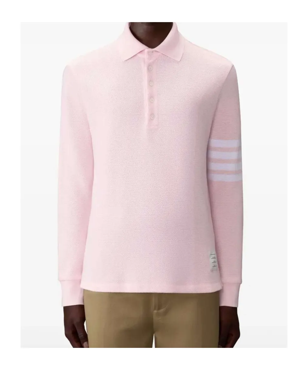 Thom Browne 4-Bar Long-Sleeved Polo Shirt