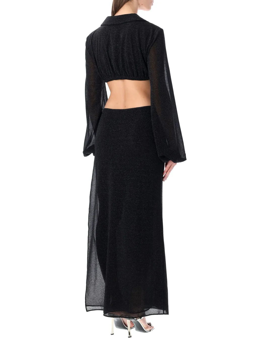 OsÉRee Cut-Out V-Neck Long-Sleeved Dress
