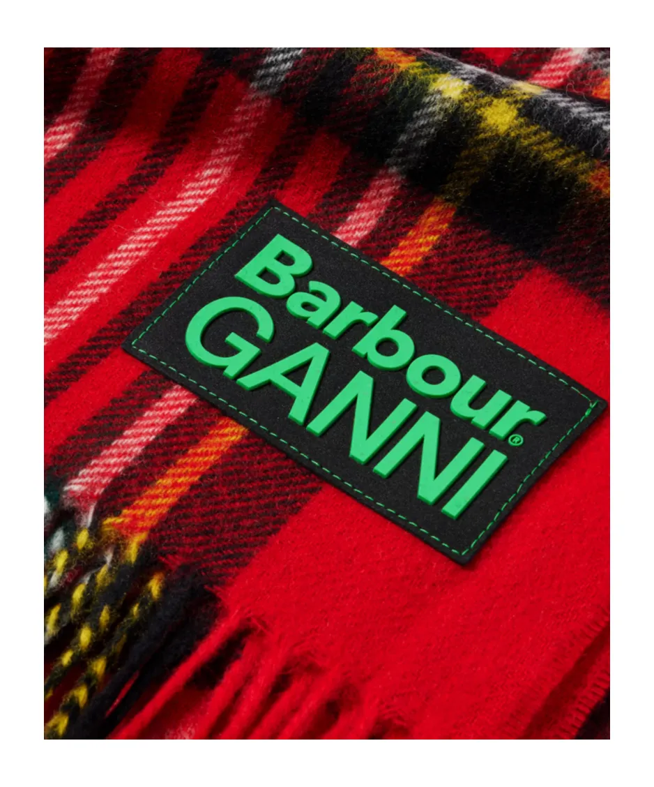 Ganni Plaid Wool Scarf