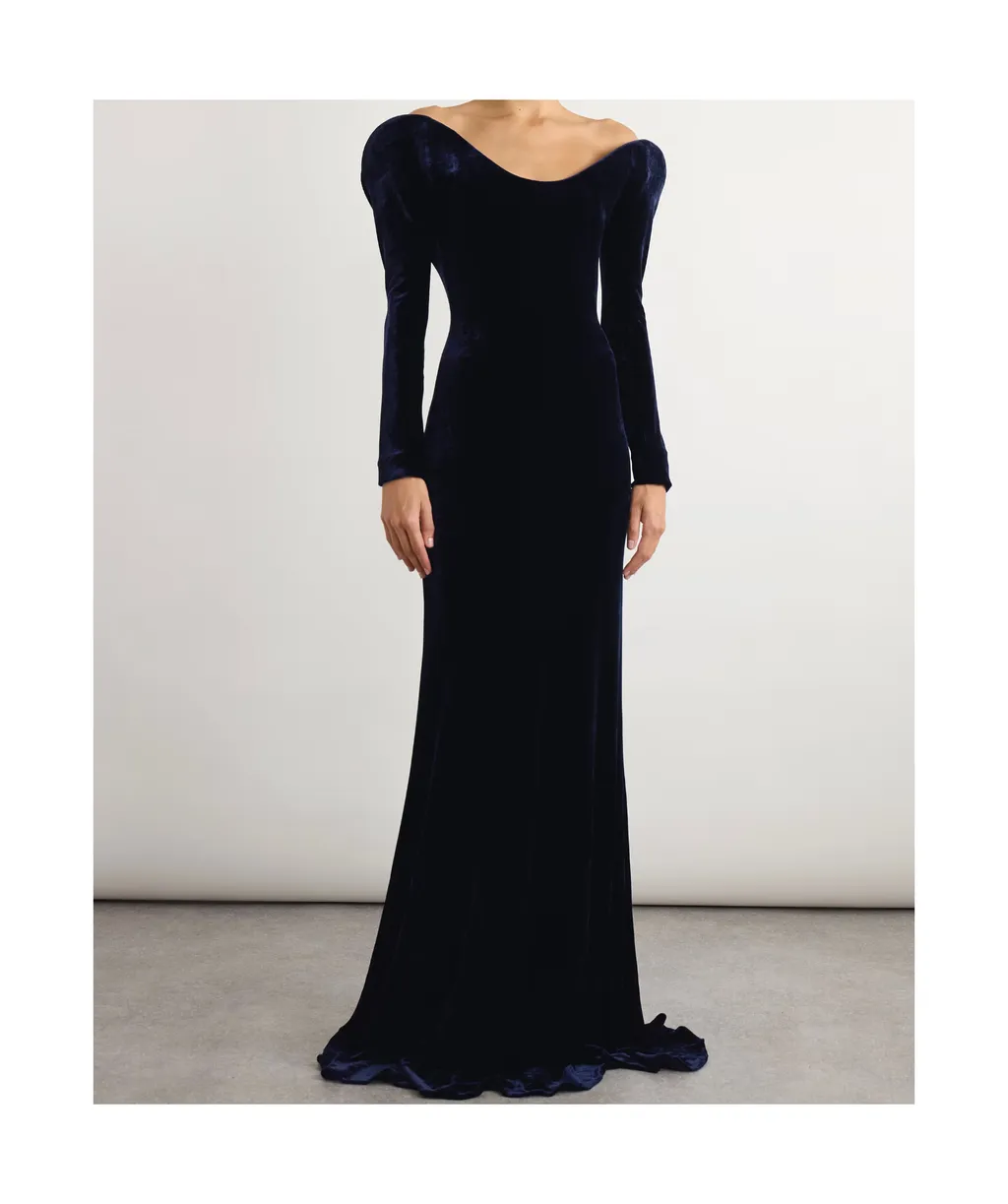 Off-The-Shoulder Velvet Dress
