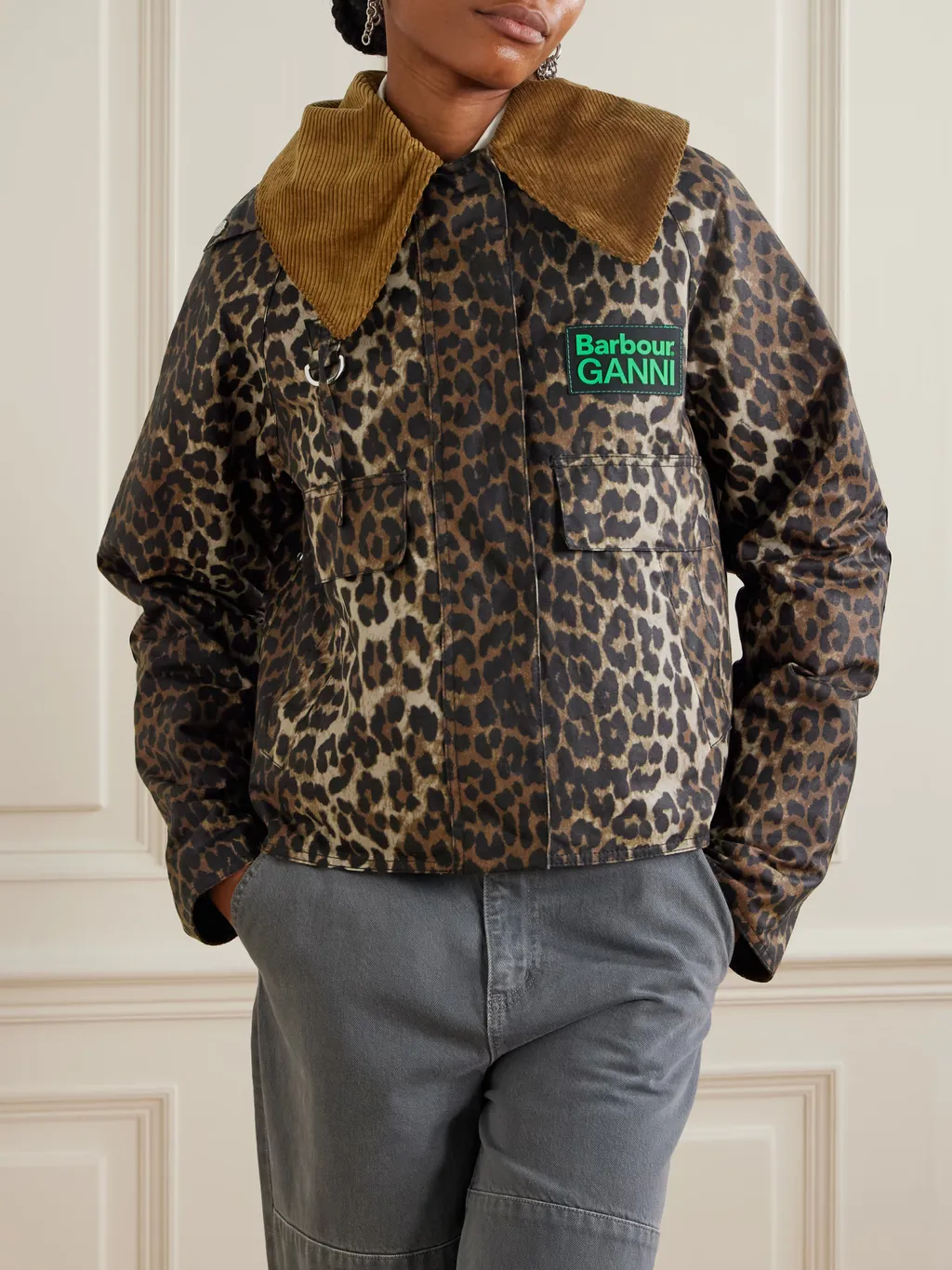 Ganni Leopard Print Hooded Jacket
