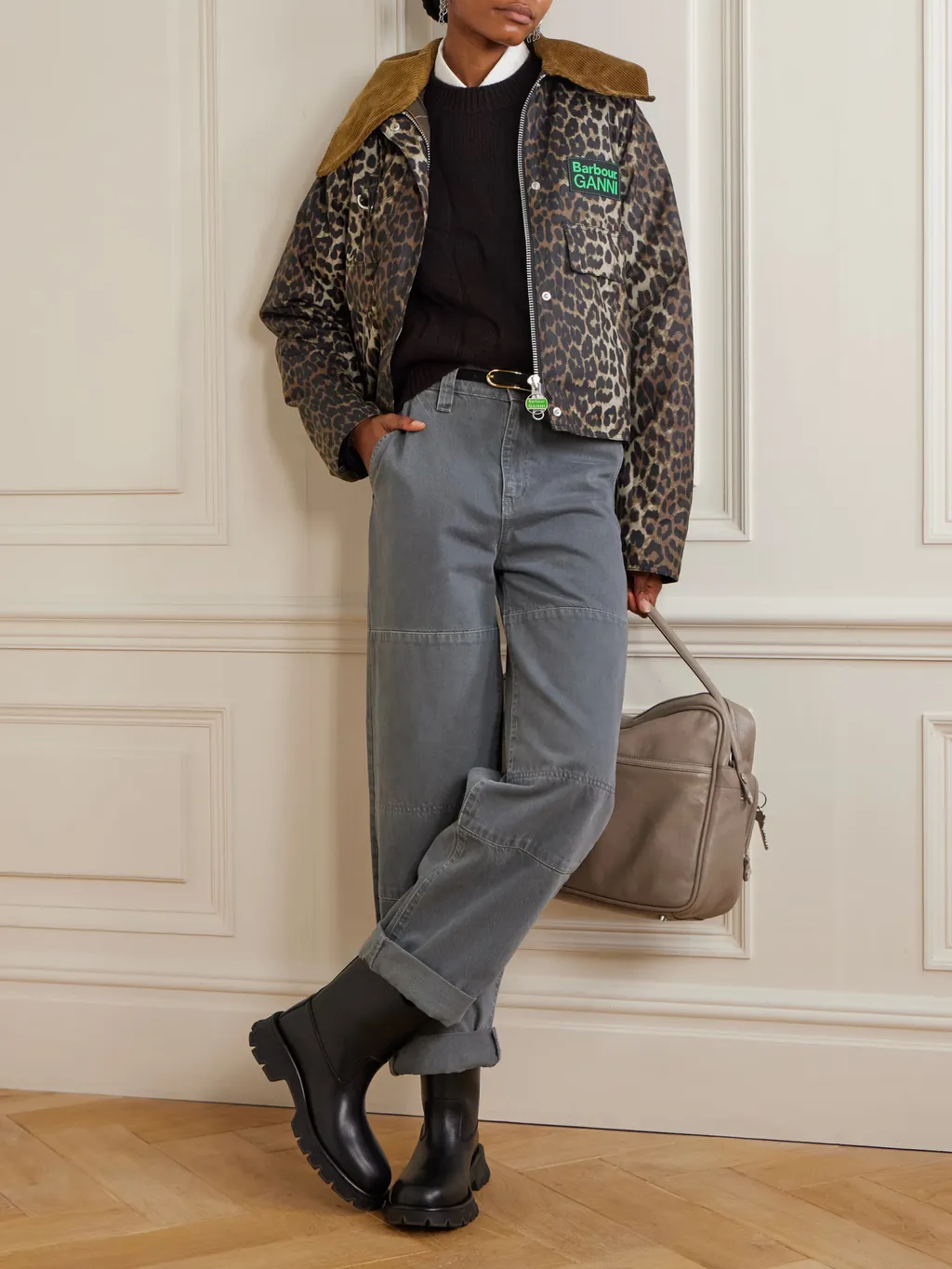 Ganni Leopard Print Hooded Jacket