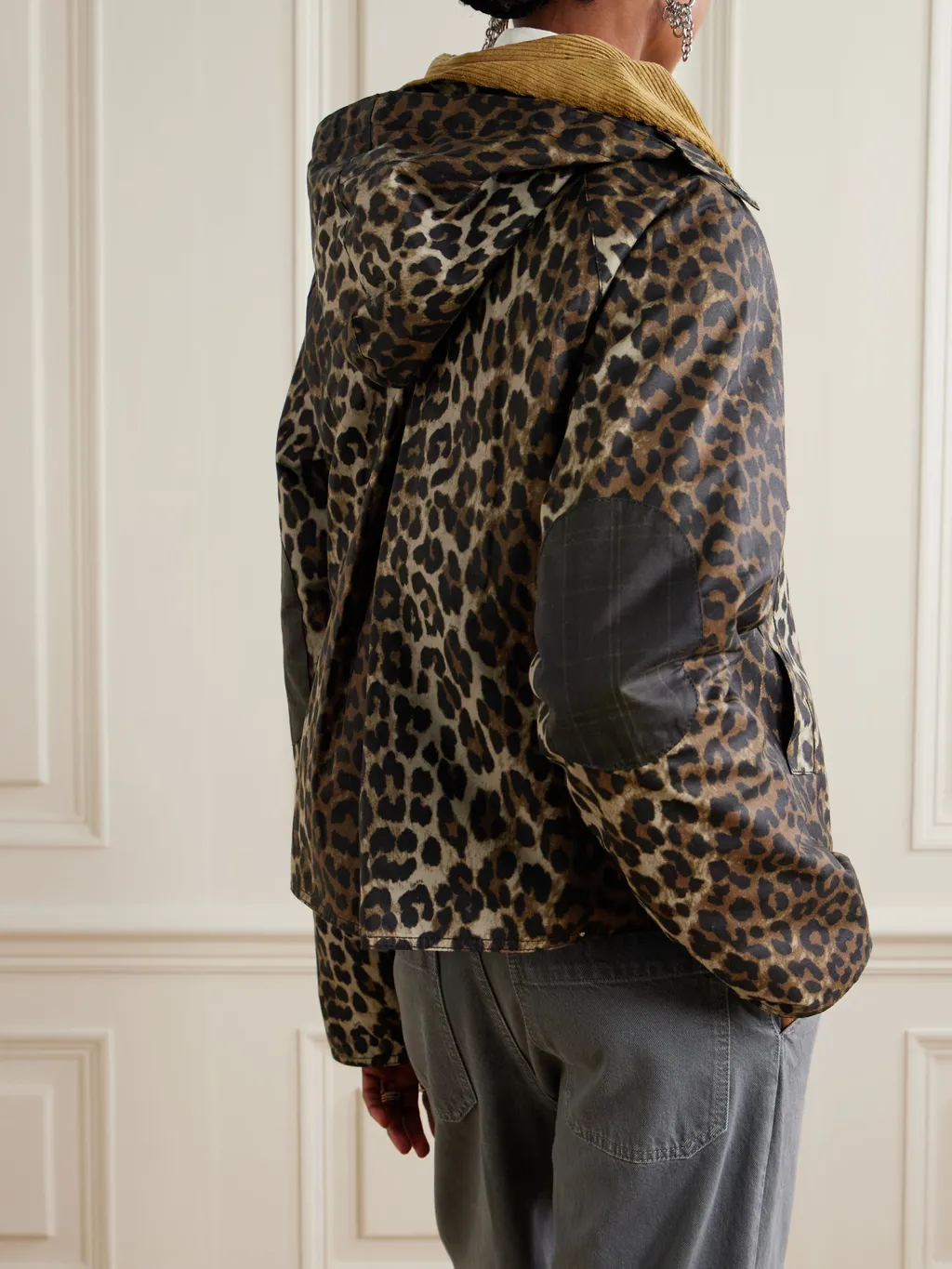 Ganni Leopard Print Hooded Jacket