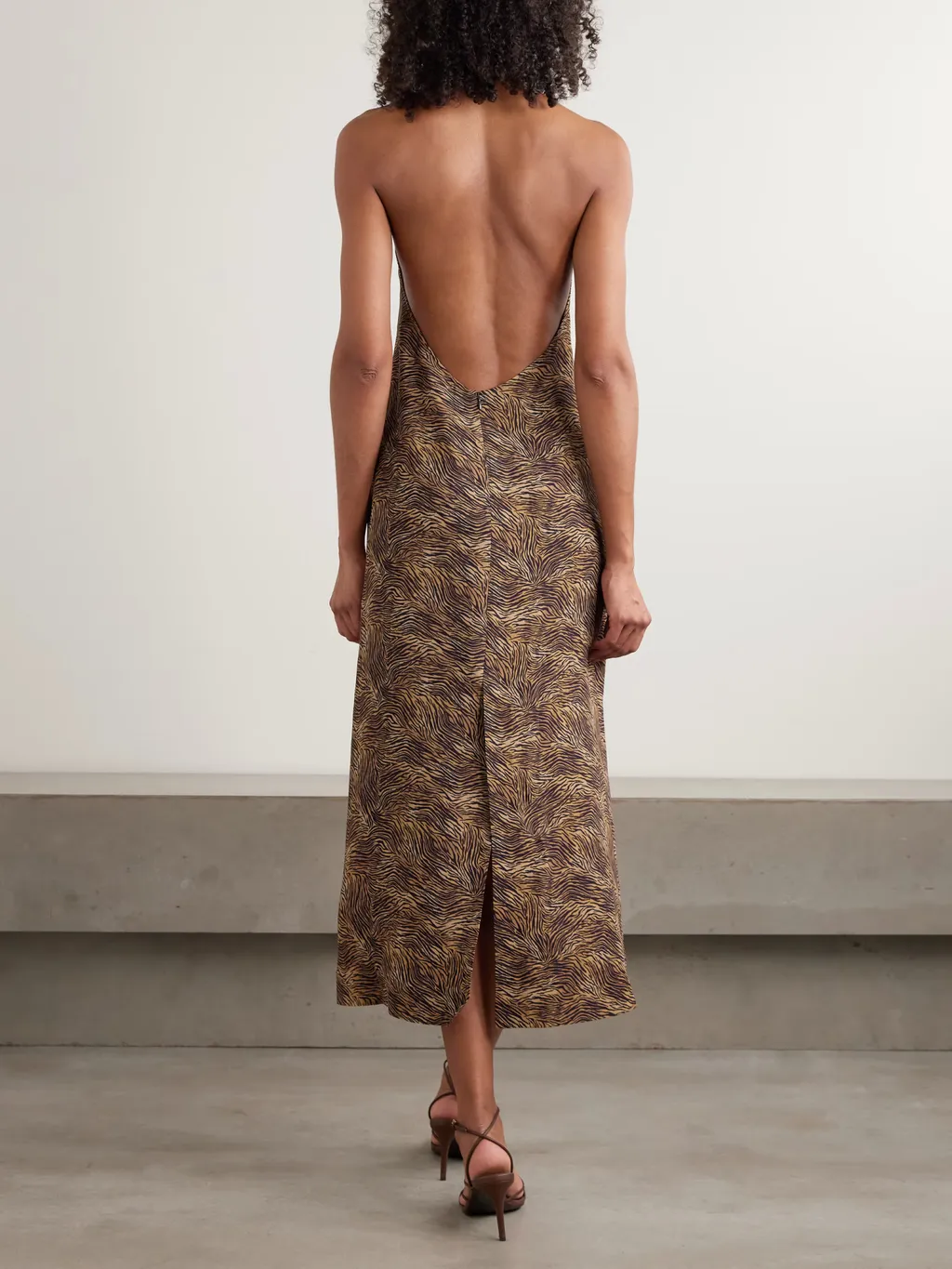 Colette Zebra Print Backless Midi Dress