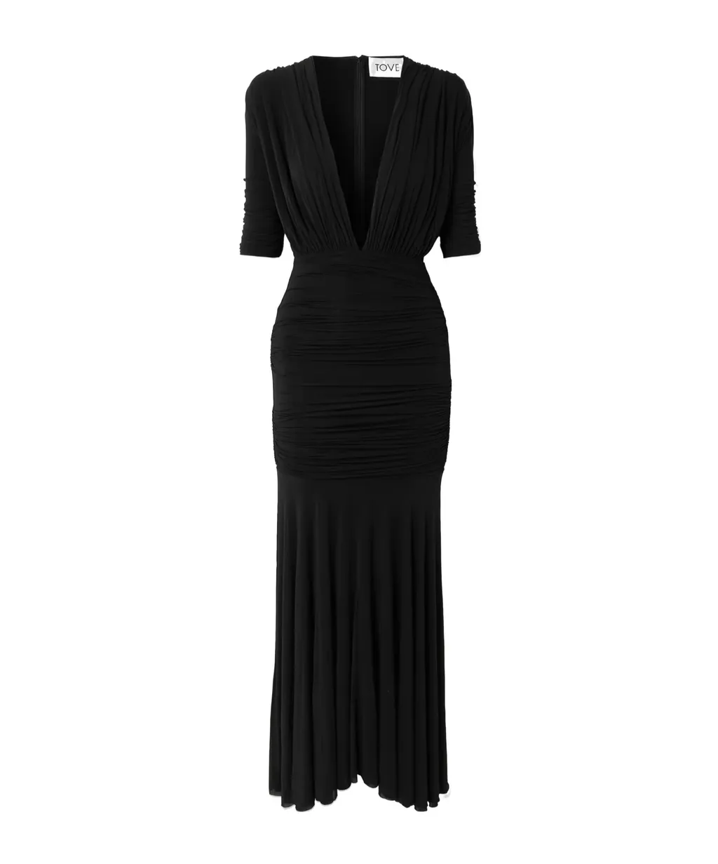 V-Neck Ruched Dress